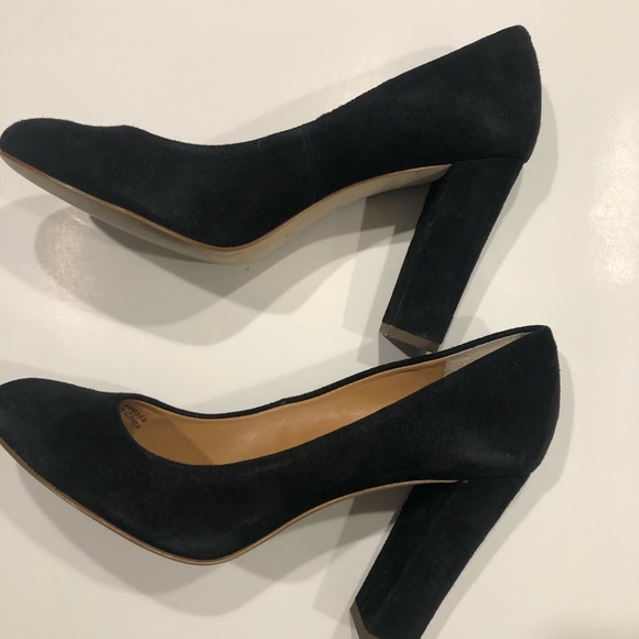 J. Crew Black Suede Chunky Heels Sz 6.5 - Picture 7 of 10